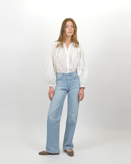 CAROUSEL DES SYLPHES EMBROIDERY VOILE SHIRT / BIANCO