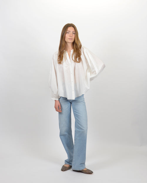 CAROUSEL DES SYLPHES EMBROIDERY VOILE SHIRT / BIANCO