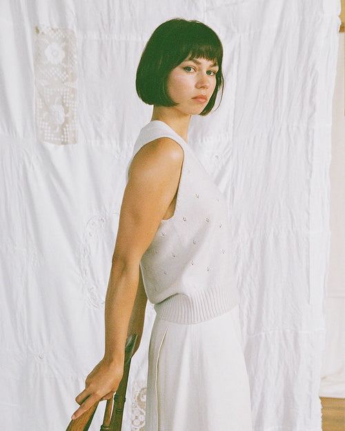 GLIMMER LACE VEST / IVORY