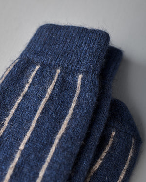 SIGNATURE POSSUM MERINO SOCKS - STRIPED / BLUE & NATURAL