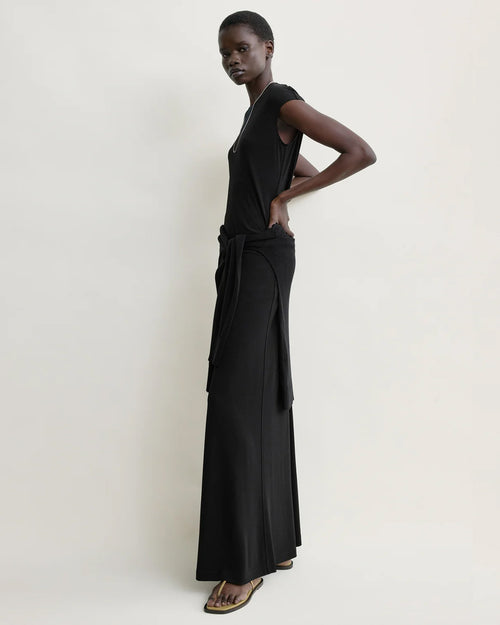 FLARED JERSEY SKIRT / BLACK