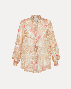 BLOOM MIST PRINT OVERSIZED SHIRT / CERISE