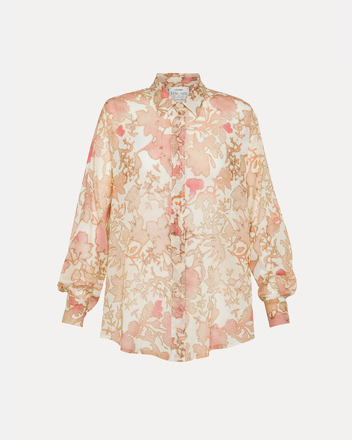 BLOOM MIST PRINT OVERSIZED SHIRT / CERISE