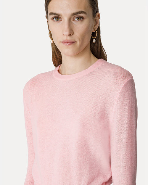 CASHMERE WOOL ROUNDNECK SWEATER / ROSE