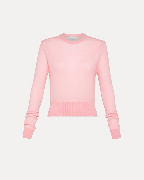 CASHMERE WOOL ROUNDNECK SWEATER / ROSE