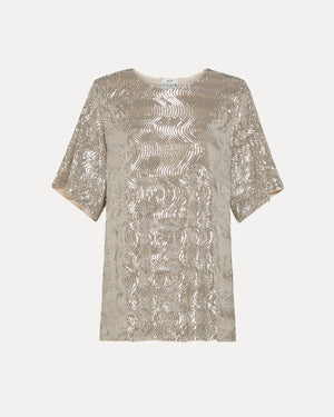 LA DANZA DEL MARE SEQUINS T-SHIRT / SILVER