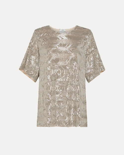 LA DANZA DEL MARE SEQUINS T-SHIRT / SILVER