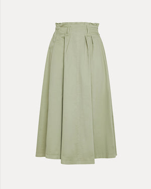 PEACHED ELASTICATED SKIRT / OLIVE