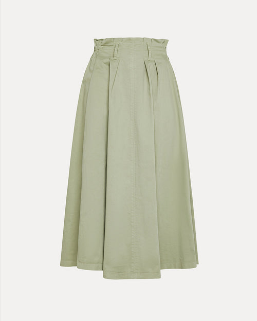 PEACHED ELASTICATED SKIRT / OLIVE