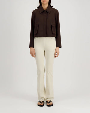 WOMEN CROPPED RAGLAN JACKET SCUBA / DARK BROWN