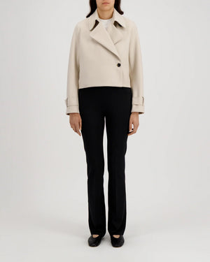 WOMEN CROPPED TRENCH CASHMERE BLEND / ALMOND