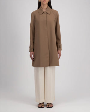 WOMEN MAC COAT SCUBA / TOBACCO