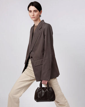 BOMBON M SUPPLE SHINY HANDBAG / WARM TAUPE