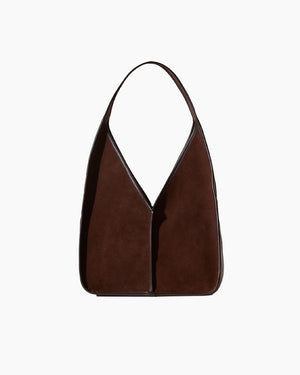 CALELLA HOBO SUEDE SHOULDER BAG / DARK BROWN