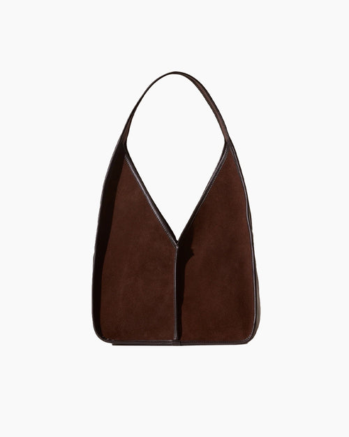 CALELLA HOBO SUEDE SHOULDER BAG / DARK BROWN
