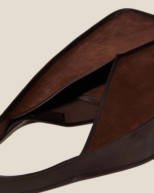 CALELLA HOBO SUEDE SHOULDER BAG / DARK BROWN
