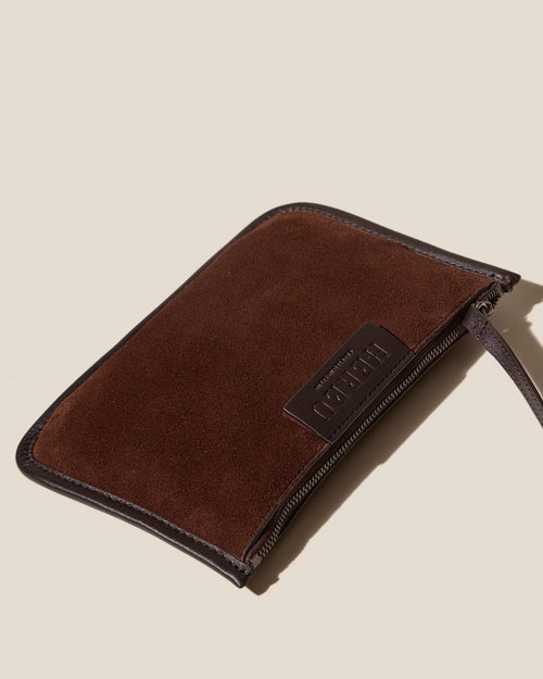 CALELLA HOBO SUEDE SHOULDER BAG / DARK BROWN