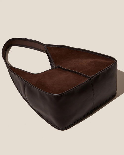 CALELLA HOBO SUEDE SHOULDER BAG / DARK BROWN