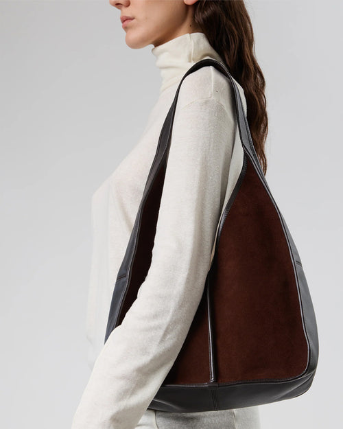 CALELLA HOBO SUEDE SHOULDER BAG / DARK BROWN
