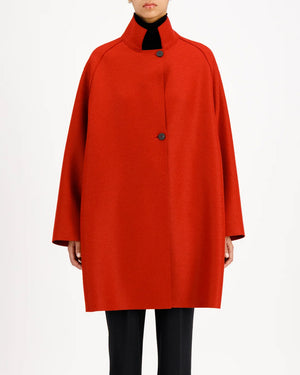 RAGLAN CAPE PRESSED WOOL / ROYAL RED