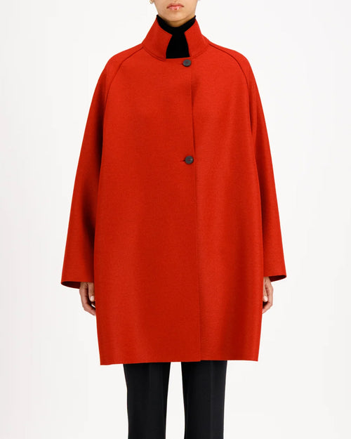 RAGLAN CAPE PRESSED WOOL / ROYAL RED