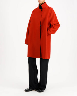 RAGLAN CAPE PRESSED WOOL / ROYAL RED
