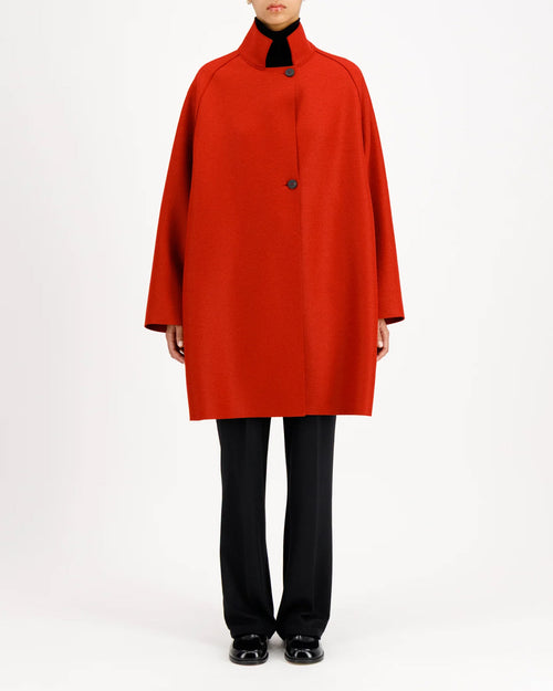 RAGLAN CAPE PRESSED WOOL / ROYAL RED