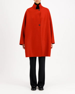 RAGLAN CAPE PRESSED WOOL / ROYAL RED