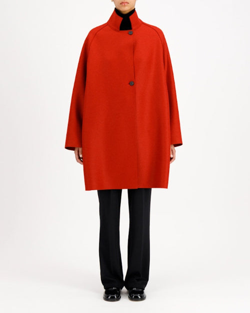RAGLAN CAPE PRESSED WOOL / ROYAL RED