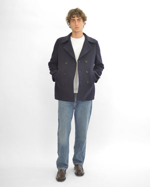MEN PEACOAT BOILED WOOL / NAVY BLUE