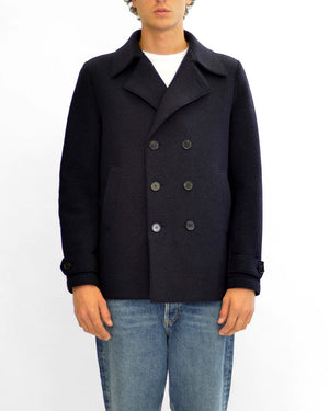 MEN PEACOAT BOILED WOOL / NAVY BLUE