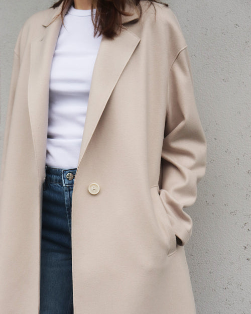 CASHMERE BLEND OVERSIZED COAT / ALMOND