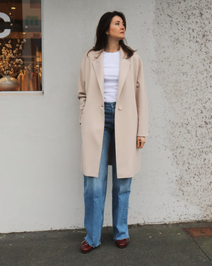 CASHMERE BLEND OVERSIZED COAT / ALMOND