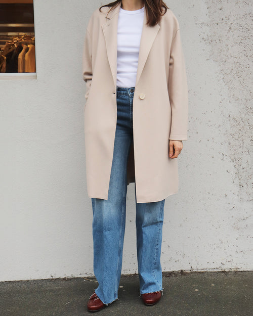 CASHMERE BLEND OVERSIZED COAT / ALMOND