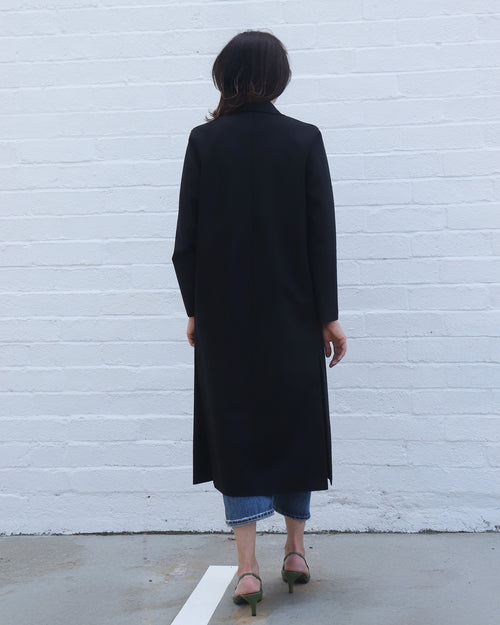 LIGHT PRESSED WOOL OVERCOAT / NAVY BLUE