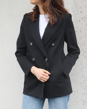 TECHNO VISCOSE SLOUCHY PEACOAT / BLACK