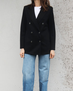 TECHNO VISCOSE SLOUCHY PEACOAT / BLACK