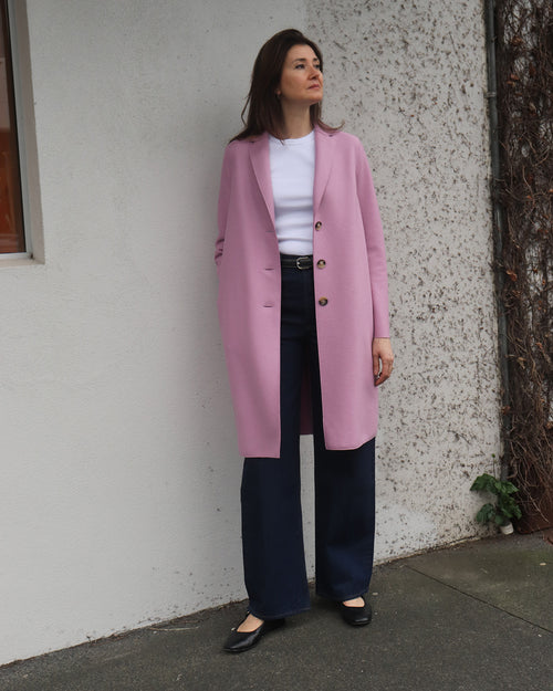 LIGHT PRESSED WOOL OVERCOAT / DUSTY ROSE