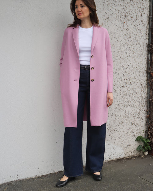 LIGHT PRESSED WOOL OVERCOAT / DUSTY ROSE