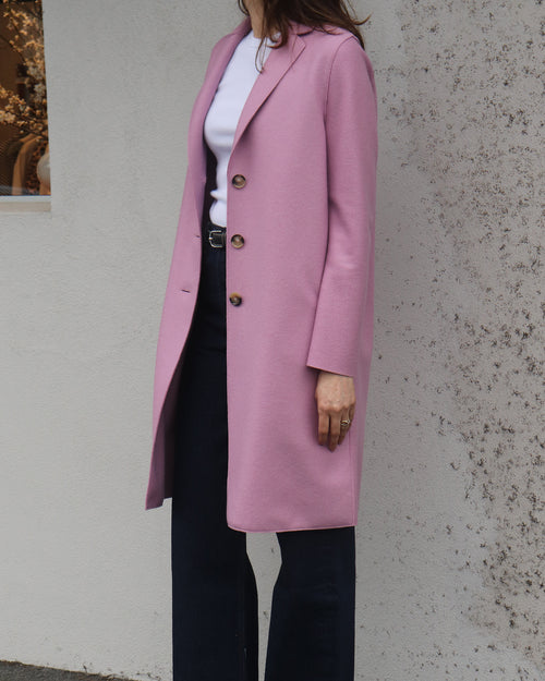 LIGHT PRESSED WOOL OVERCOAT / DUSTY ROSE