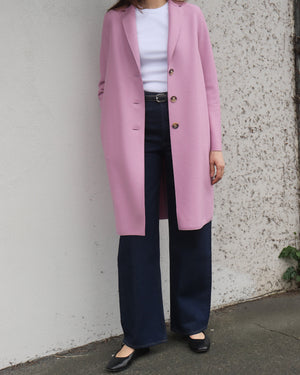 LIGHT PRESSED WOOL OVERCOAT / DUSTY ROSE