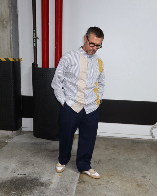 B002 / SHIRT / WHITE / NAVY / MIX