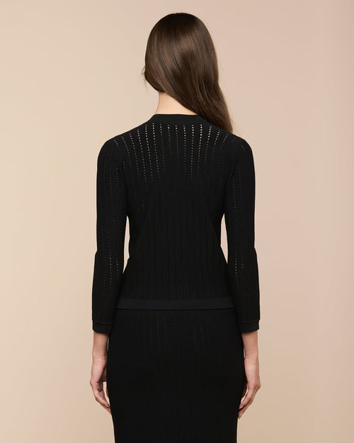IRVIN POINTELLE CROPPED CARDIGAN / BLACK