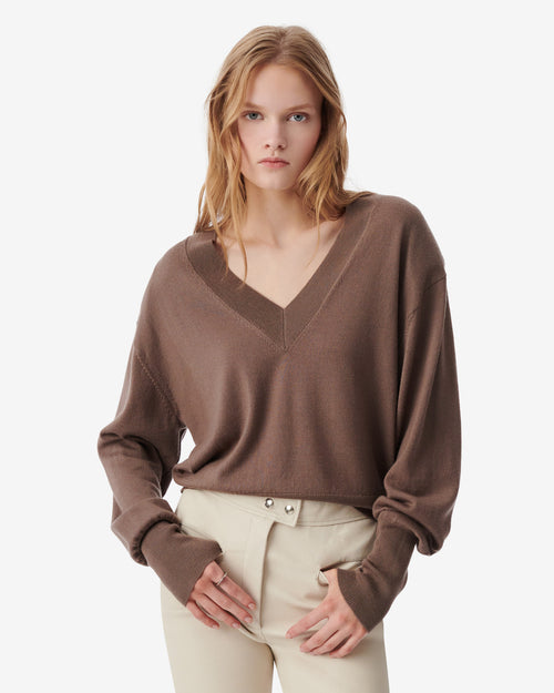 HELORY V-NECK SWEATER / WARM TAUPE