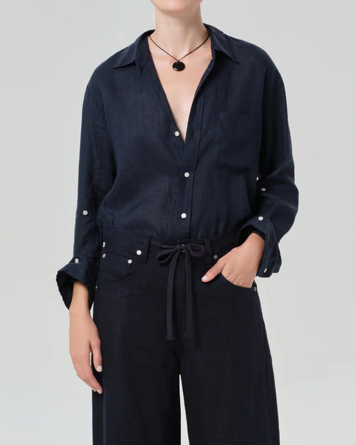 KAYLA SHRUNKEN SHIRT/ NAVY