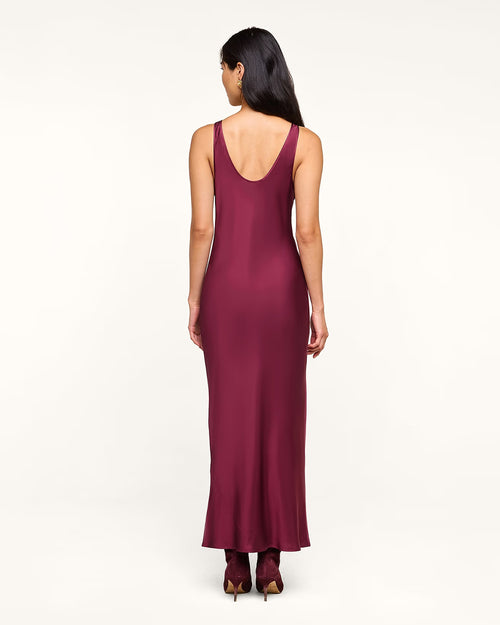 AKIYA SATIN MAXI DRESS / MERLOT RED