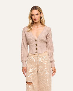 HAIL CABLED CARDIGAN / LIGHT CAPPUCCINO