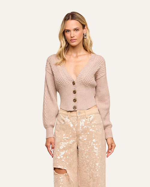 HAIL CABLED CARDIGAN / LIGHT CAPPUCCINO
