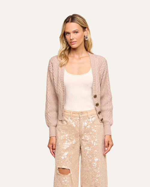 HAIL CABLED CARDIGAN / LIGHT CAPPUCCINO