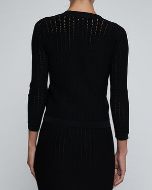 IRVIN POINTELLE CROPPED CARDIGAN / BLACK
